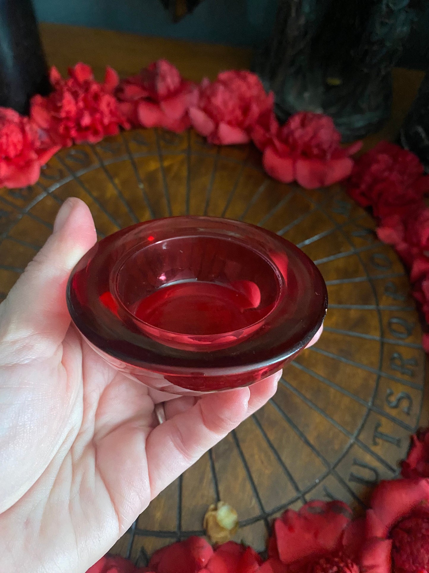 Red Glass Tealight Holder