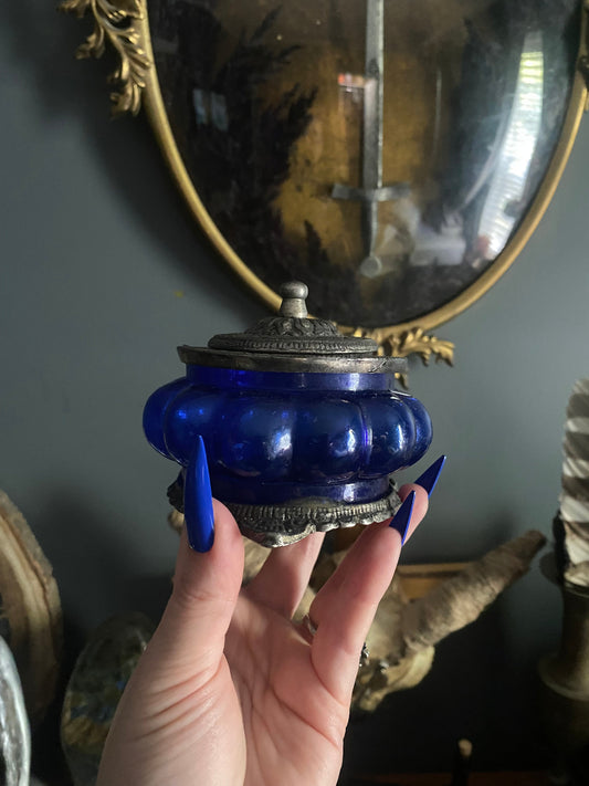 Small Vintage Blue Trinket Keepsake Box