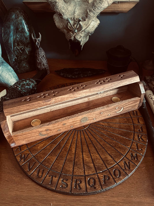 Wooden Coffin Incense Burner Holder